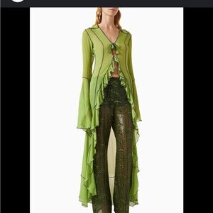SIEDRES Lime Green Layered Top with Wide Leg Pants